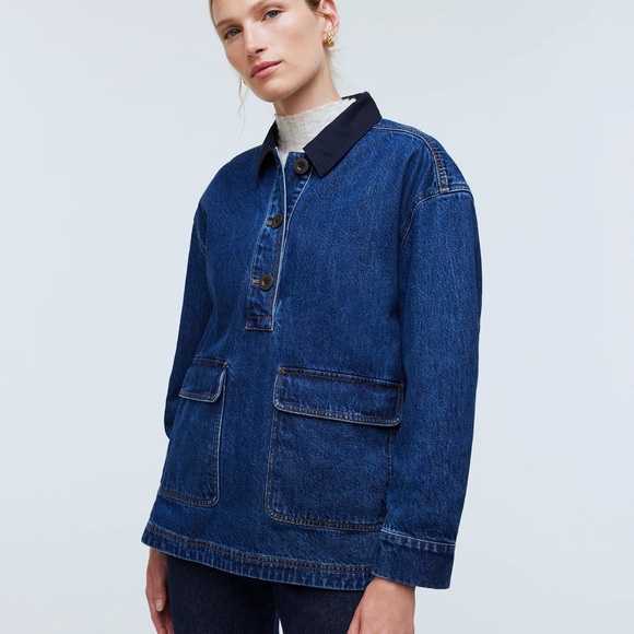 Madewell Jackets & Blazers - Madewell | Denim Oversized Pullover Jacket in Willmont Wash